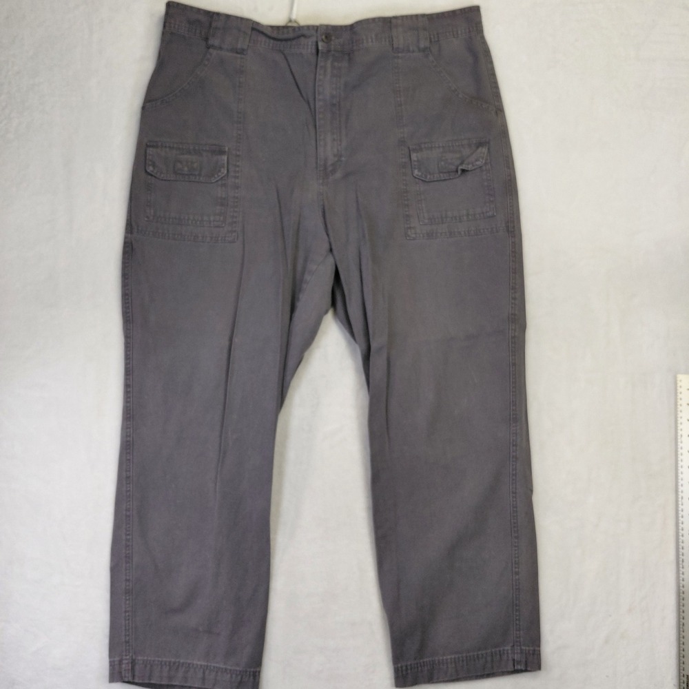 Cabelas 7-Pocket Hiker Pants Mens 42x30 Gray Cotton Canvas Tactical Cargo Work